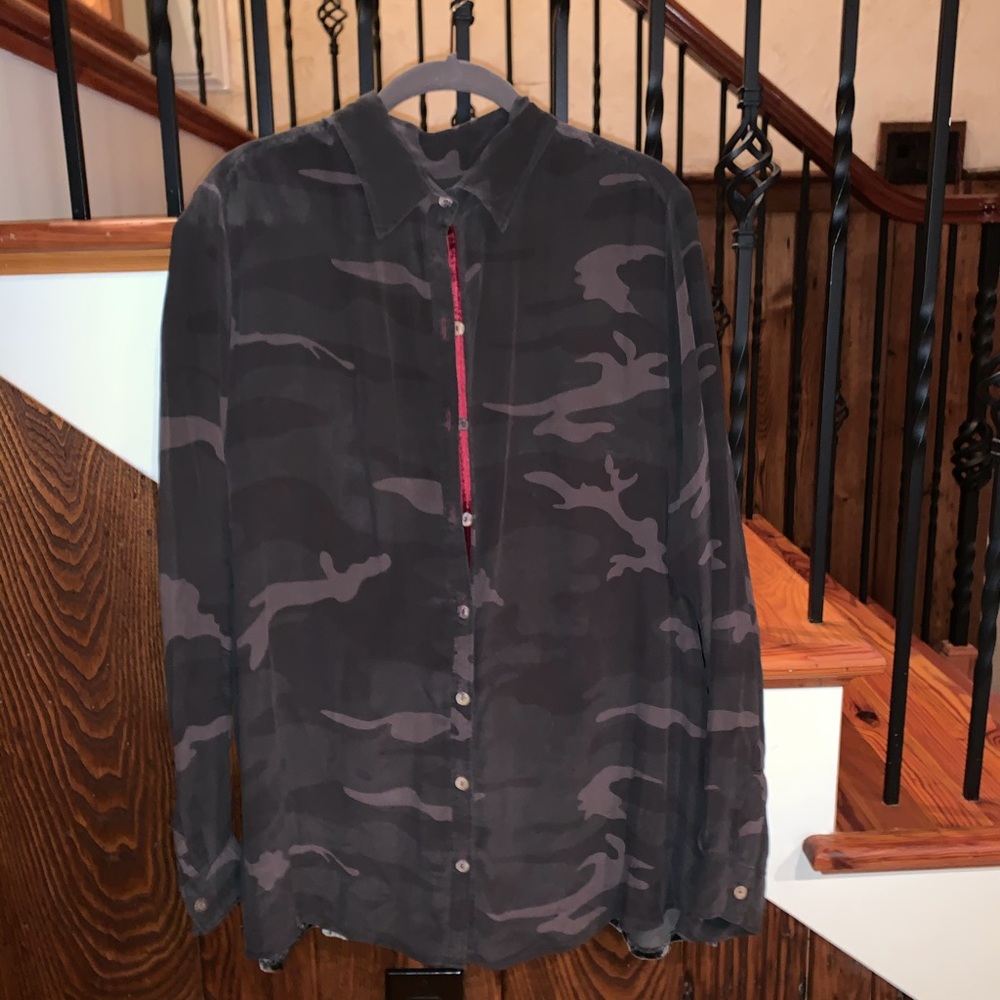 Johnny Was Camouflage Blouse - Black and Gray